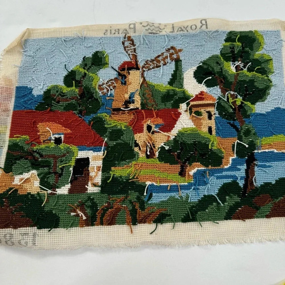 Vintage Cross Stitch Sampler Royal Paris 1350 Handmade Needlepoint 9.5”x13.5” - Picture 8 of 9